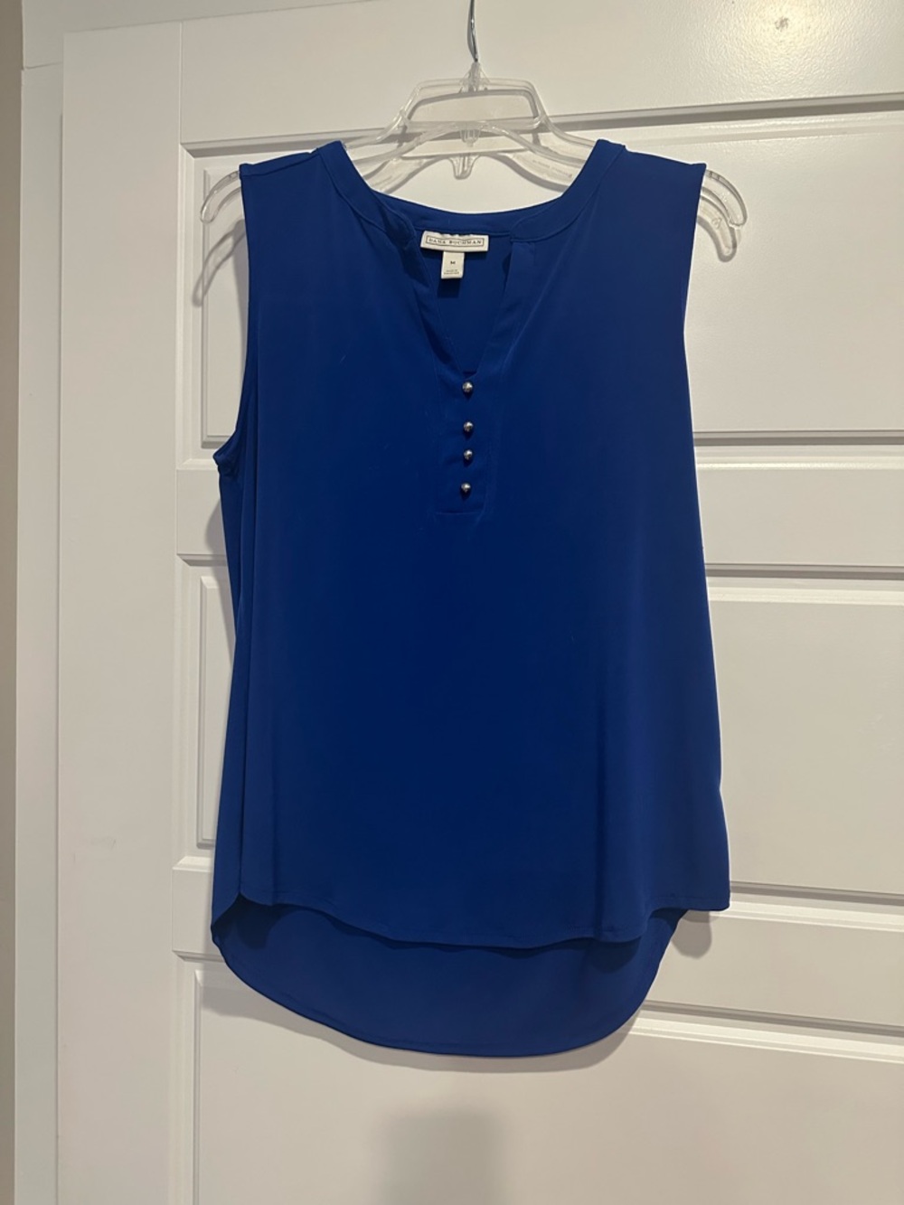 Dana Buchman Sleeveless Henley Blouse in Royal Blue